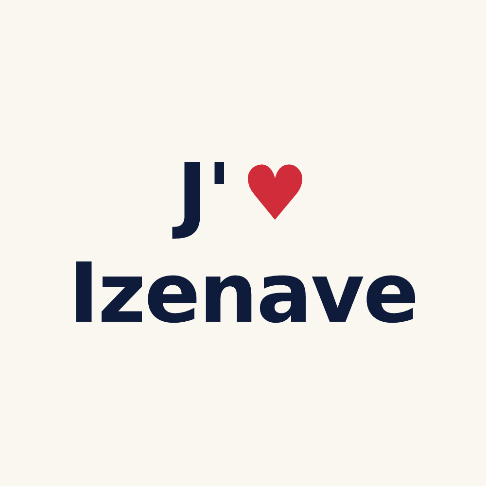 Tasse personnalisée Izenave — design « J'aime Izenave » imprimé sur la tasse
