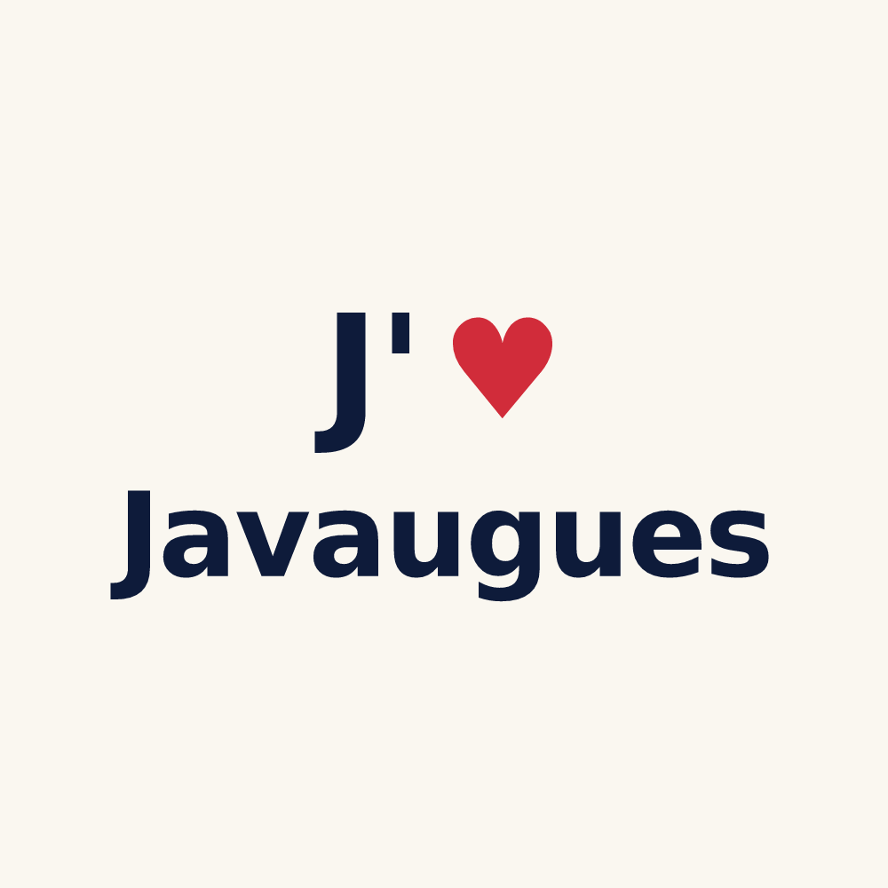 Tasse personnalisée Javaugues — design J'aime Javaugues