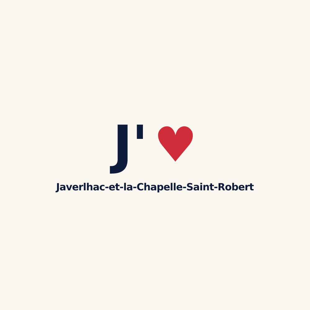 Tasse personnalisée Javerlhac-et-la-Chapelle-Saint-Robert — design « J'aime Javerlhac-et-la-Chapelle-Saint-Robert » imprimé sur la tasse