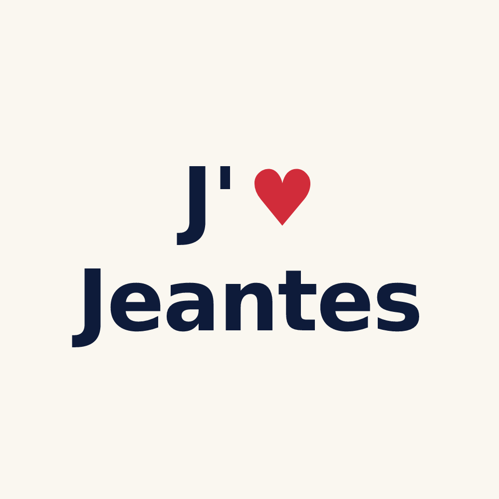 Tasse personnalisée Jeantes — design « J'aime Jeantes » imprimé sur la tasse