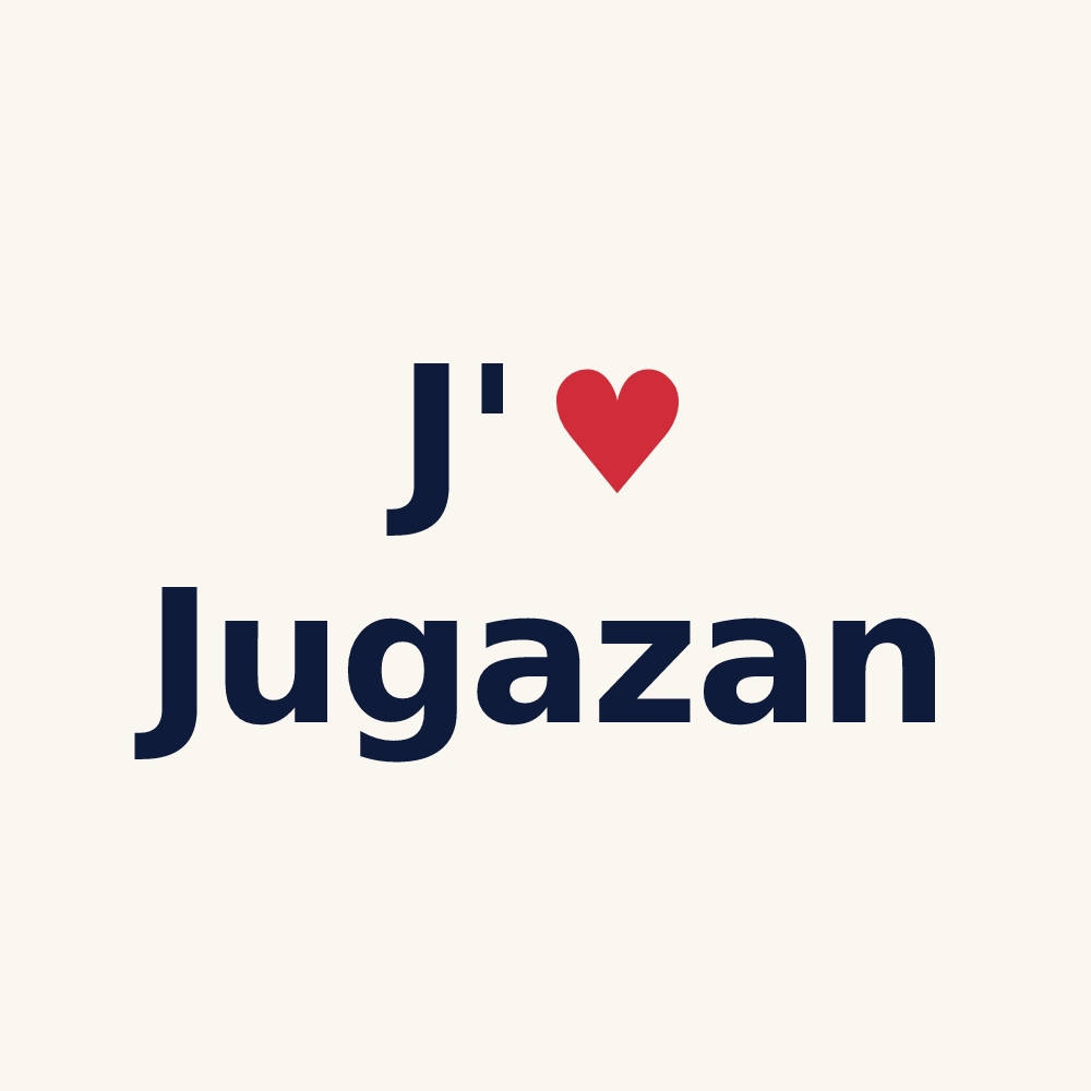 Tasse personnalisée Jugazan — design « J'aime Jugazan » imprimé sur la tasse