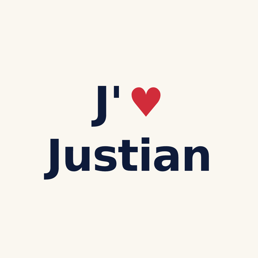 Tasse personnalisée Justian — design J'aime Justian