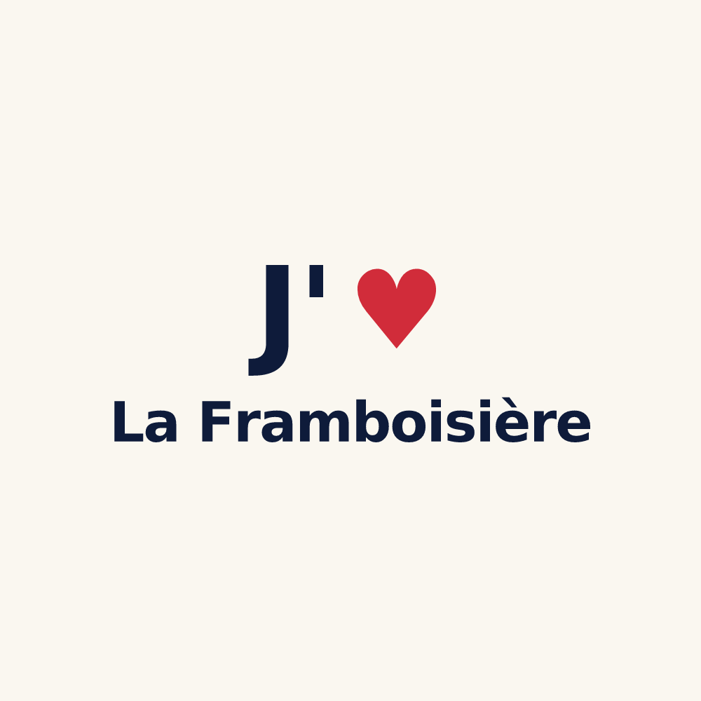 Tasse personnalisée La Framboisière — design « J'aime La Framboisière » imprimé sur la tasse