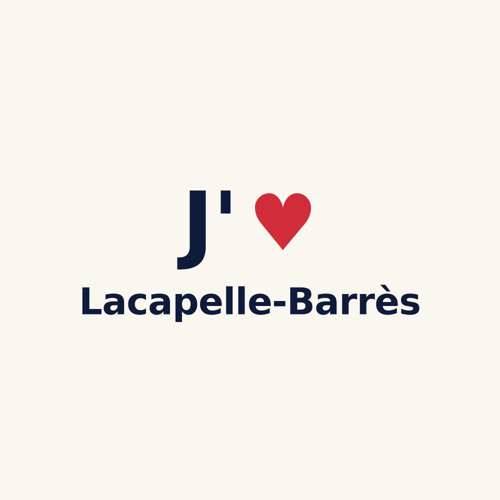 Tasse personnalisée Lacapelle-Barrès — design « J'aime Lacapelle-Barrès » imprimé sur la tasse