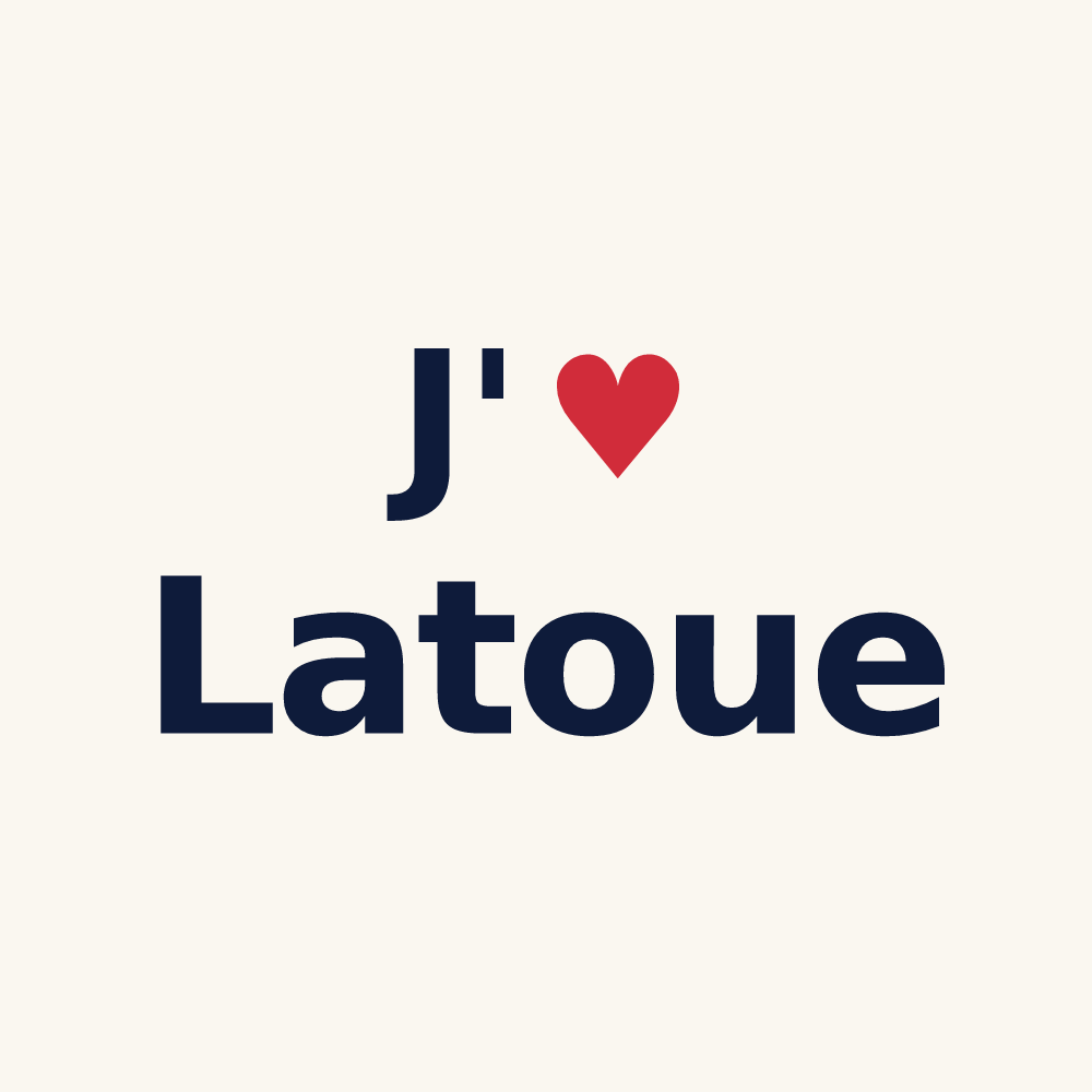 Tasse personnalisée Latoue — design « J'aime Latoue » imprimé sur la tasse