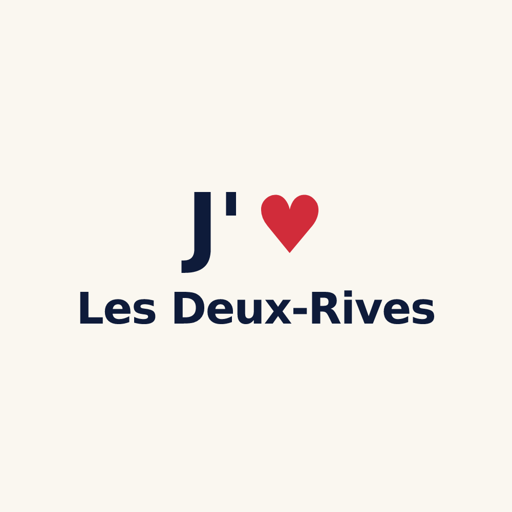 Tasse personnalisée Les Deux-Rives — design J'aime Les Deux-Rives