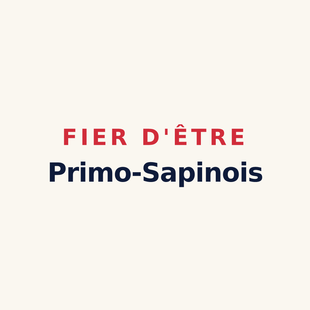 Tasse « Fier d'être Primo-Sapinois » — design pour Les Premiers Sapins