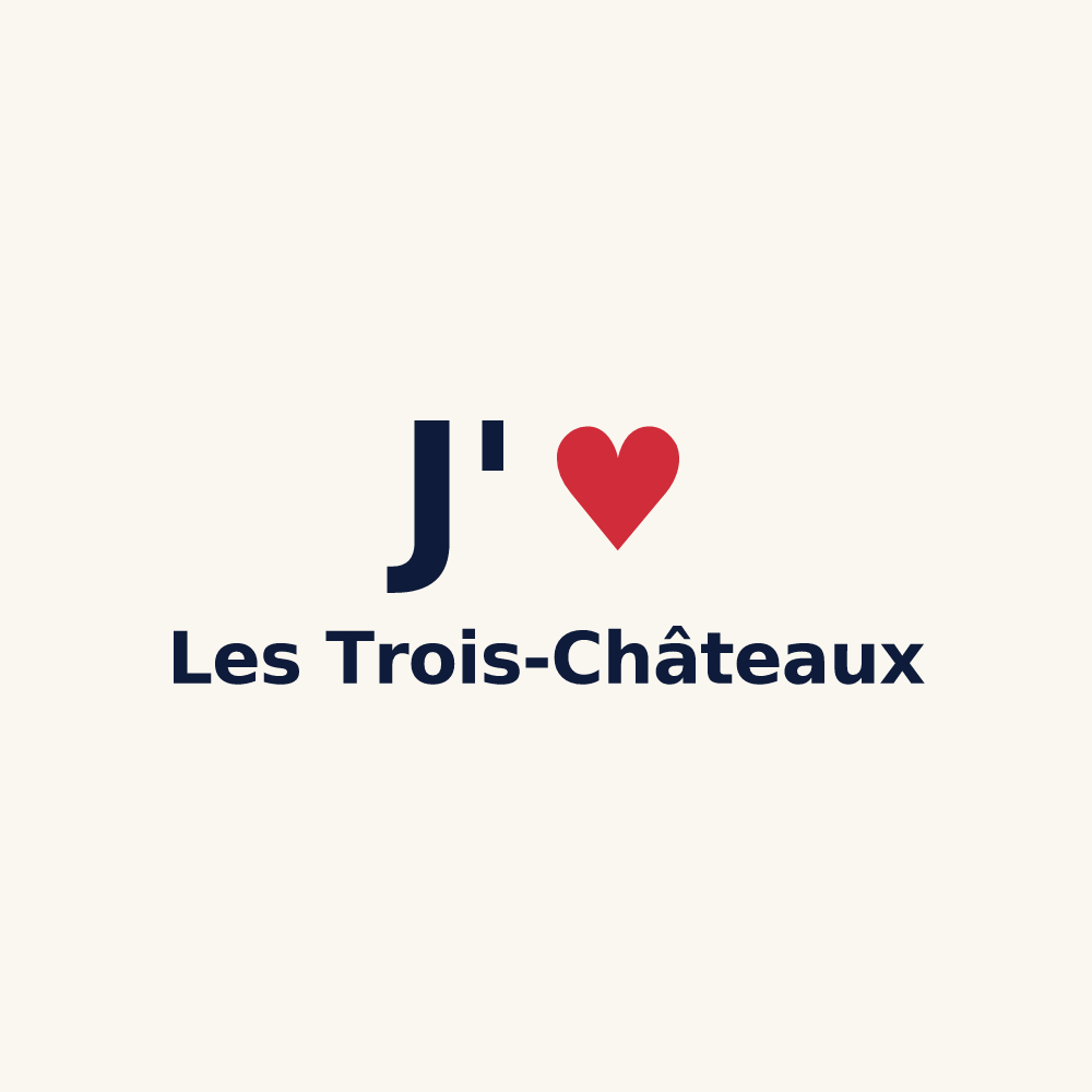 Tasse personnalisée Les Trois-Châteaux — design « J'aime Les Trois-Châteaux » imprimé sur la tasse