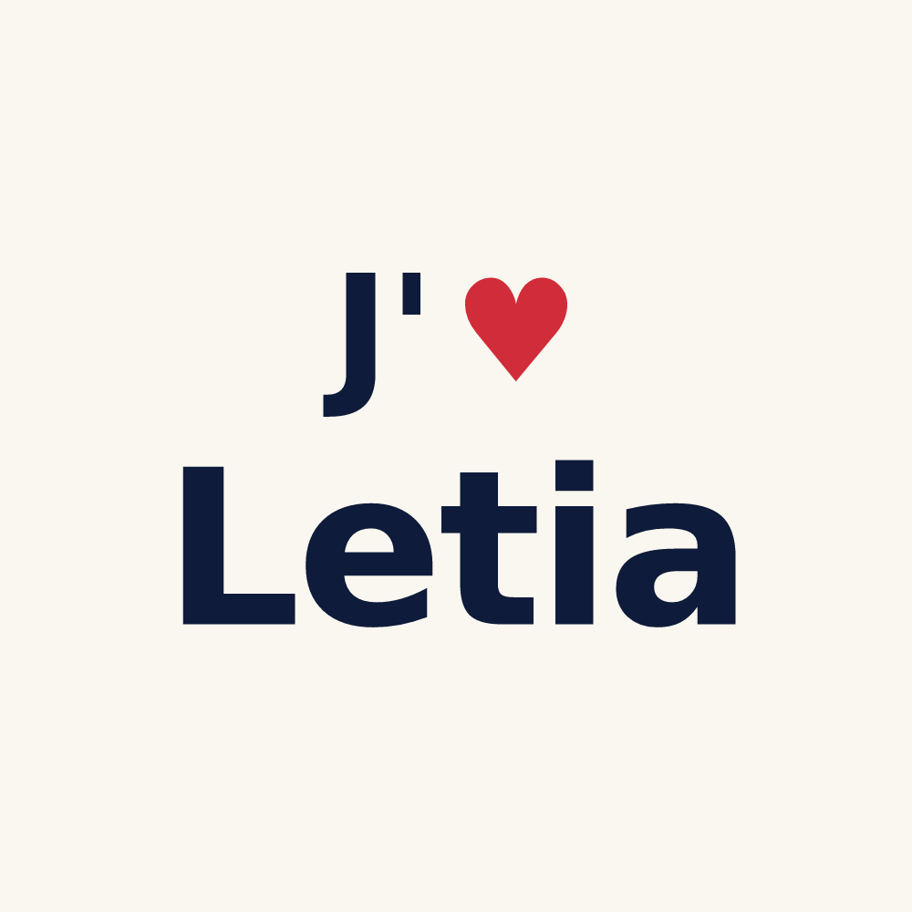 Tasse personnalisée Letia — design J'aime Letia