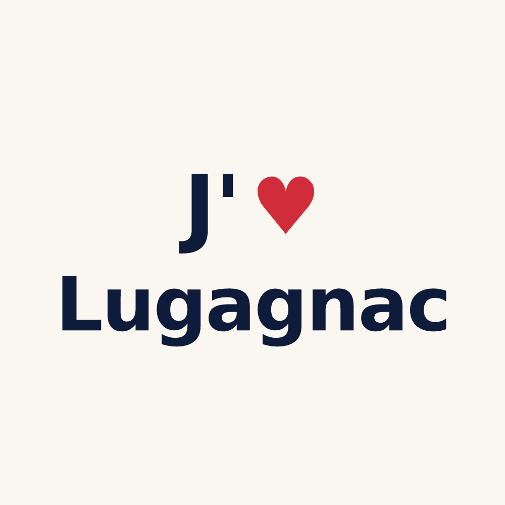 Tasse personnalisée Lugagnac — design « J'aime Lugagnac » imprimé sur la tasse