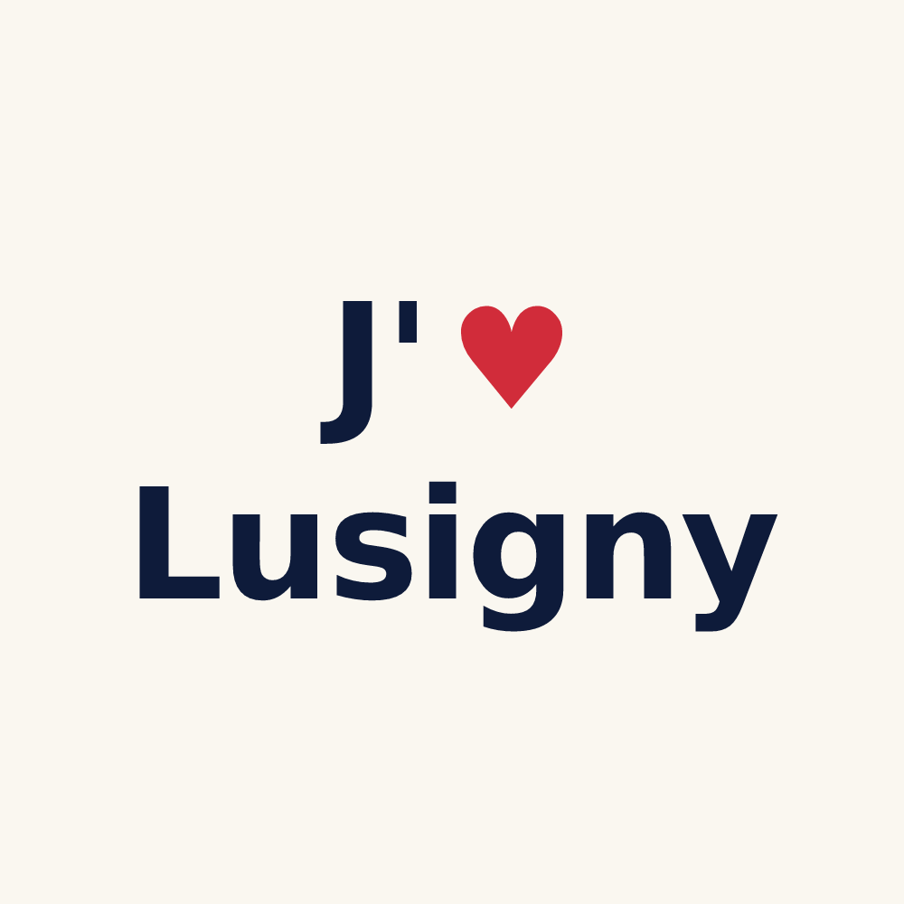 Tasse personnalisée Lusigny — design « J'aime Lusigny » imprimé sur la tasse