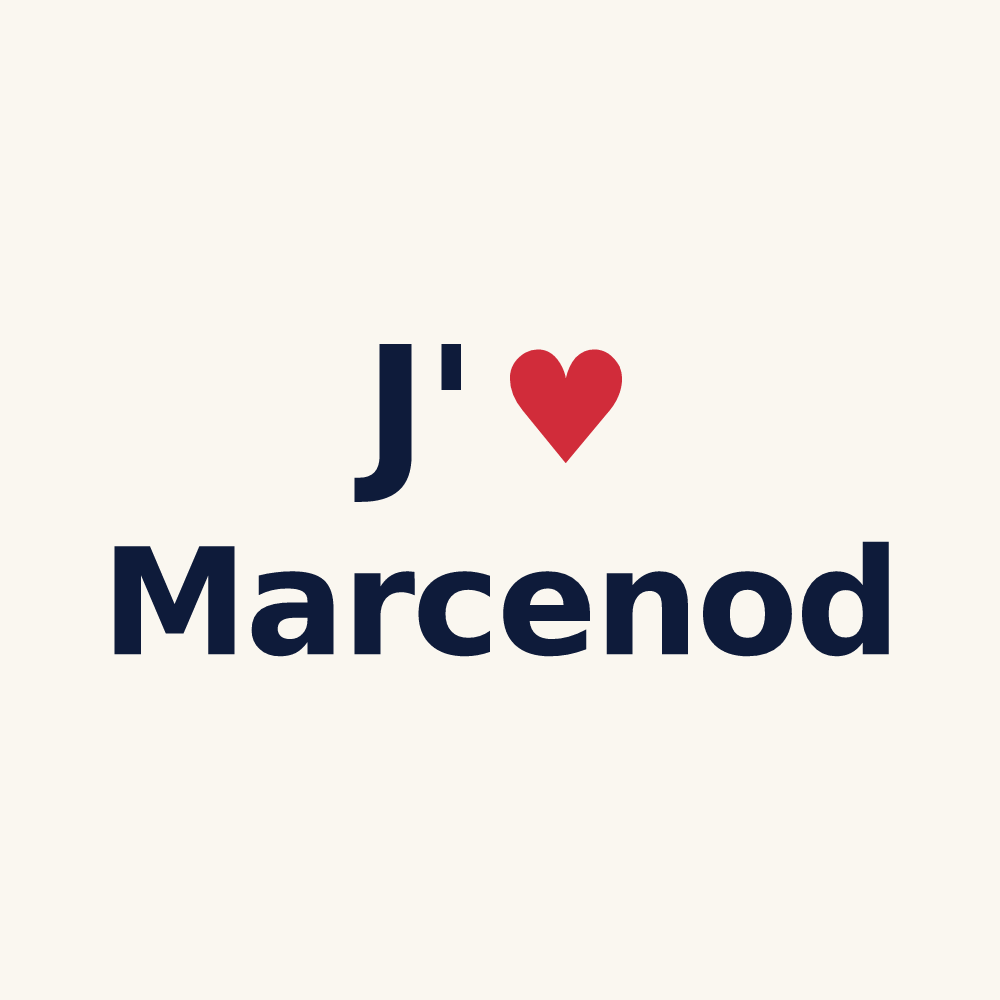 Tasse personnalisée Marcenod — design « J'aime Marcenod » imprimé sur la tasse