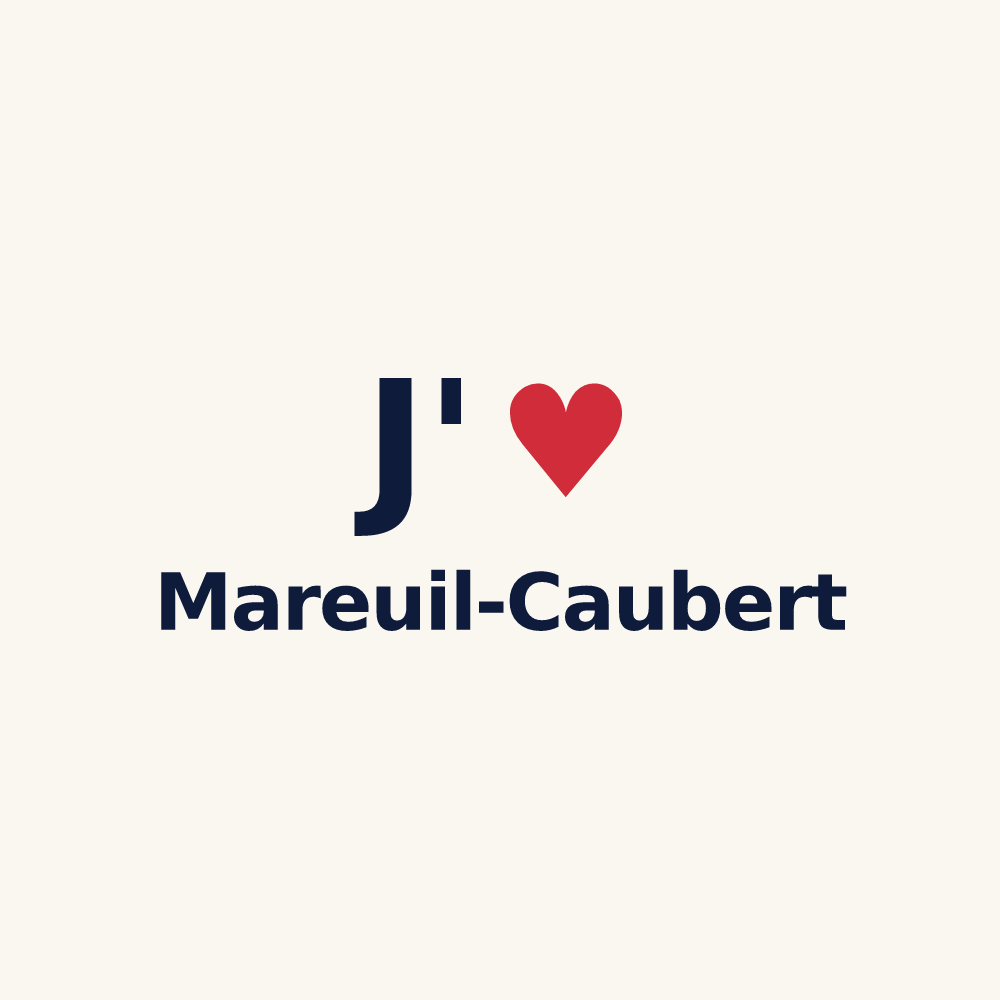 Tasse personnalisée Mareuil-Caubert — design « J'aime Mareuil-Caubert » imprimé sur la tasse