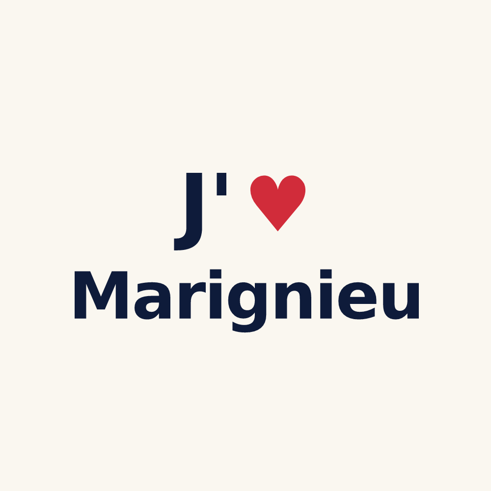 Tasse personnalisée Marignieu — design « J'aime Marignieu » imprimé sur la tasse