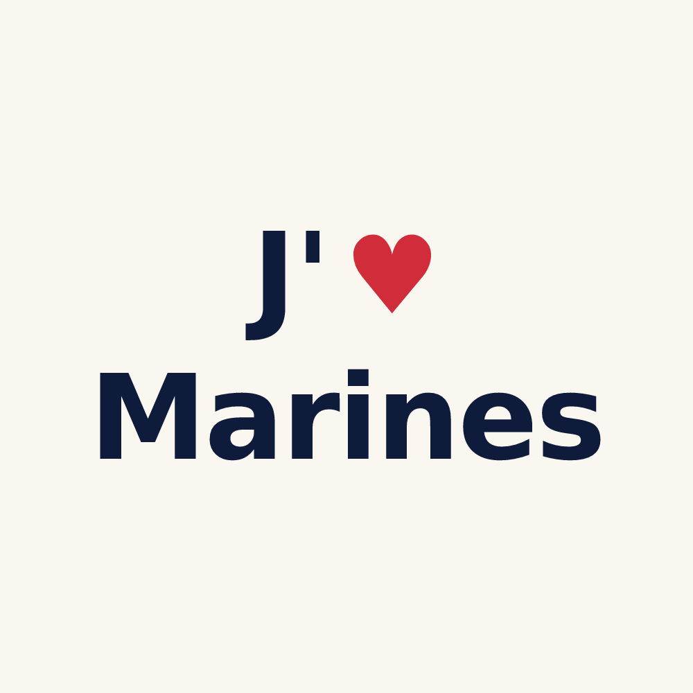 Tasse personnalisée Marines — design « J'aime Marines » imprimé sur la tasse