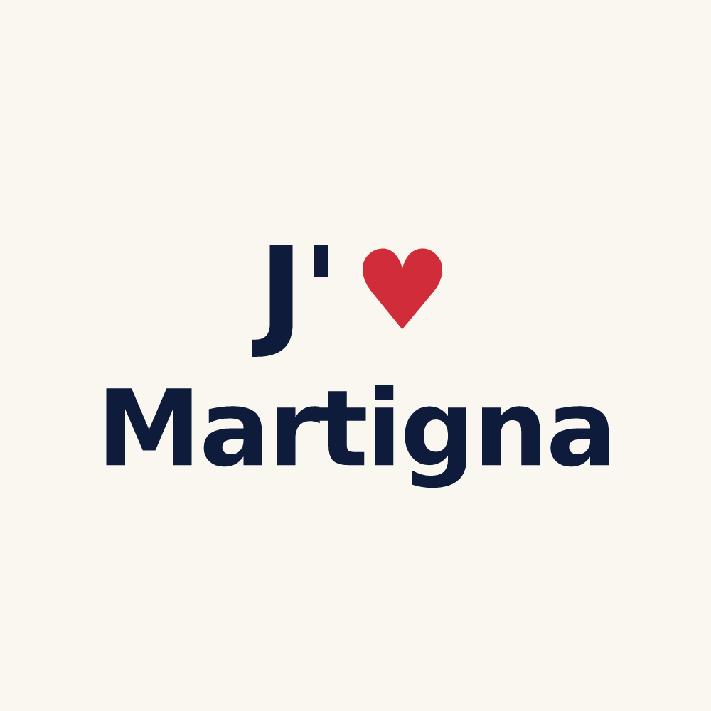 Tasse personnalisée Martigna — design « J'aime Martigna » imprimé sur la tasse