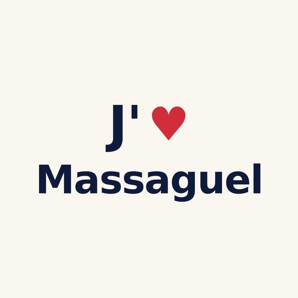 Tasse personnalisée Massaguel — design « J'aime Massaguel » imprimé sur la tasse
