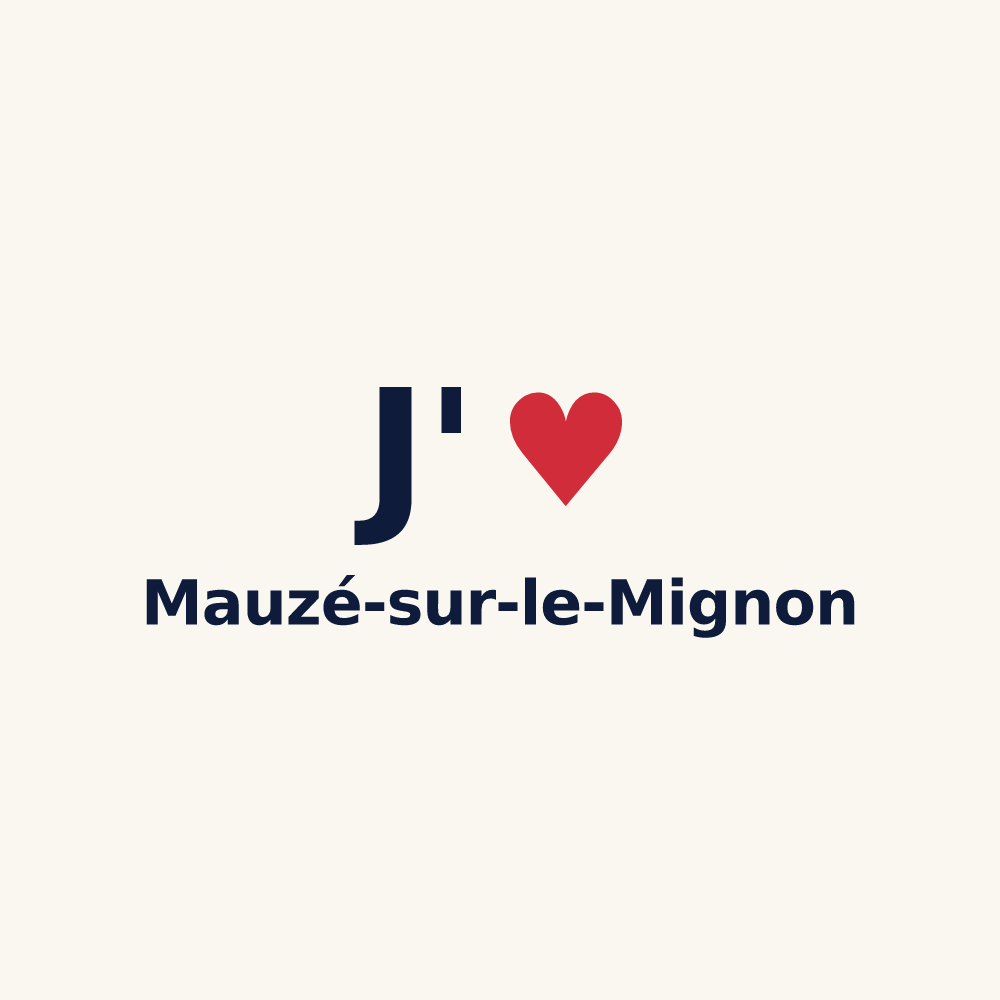 Tasse personnalisée Mauzé-sur-le-Mignon — design « J'aime Mauzé-sur-le-Mignon » imprimé sur la tasse