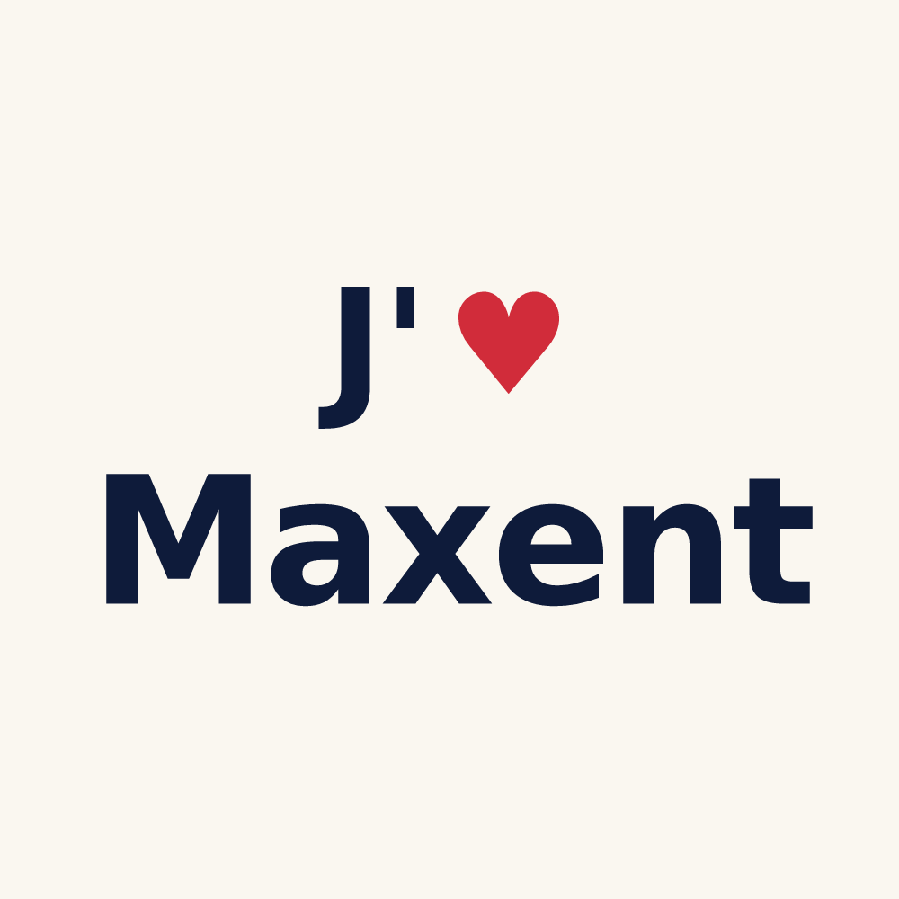 Tasse personnalisée Maxent — design « J'aime Maxent » imprimé sur la tasse