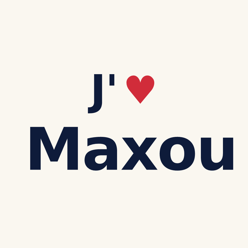 Tasse personnalisée Maxou — design « J'aime Maxou » imprimé sur la tasse