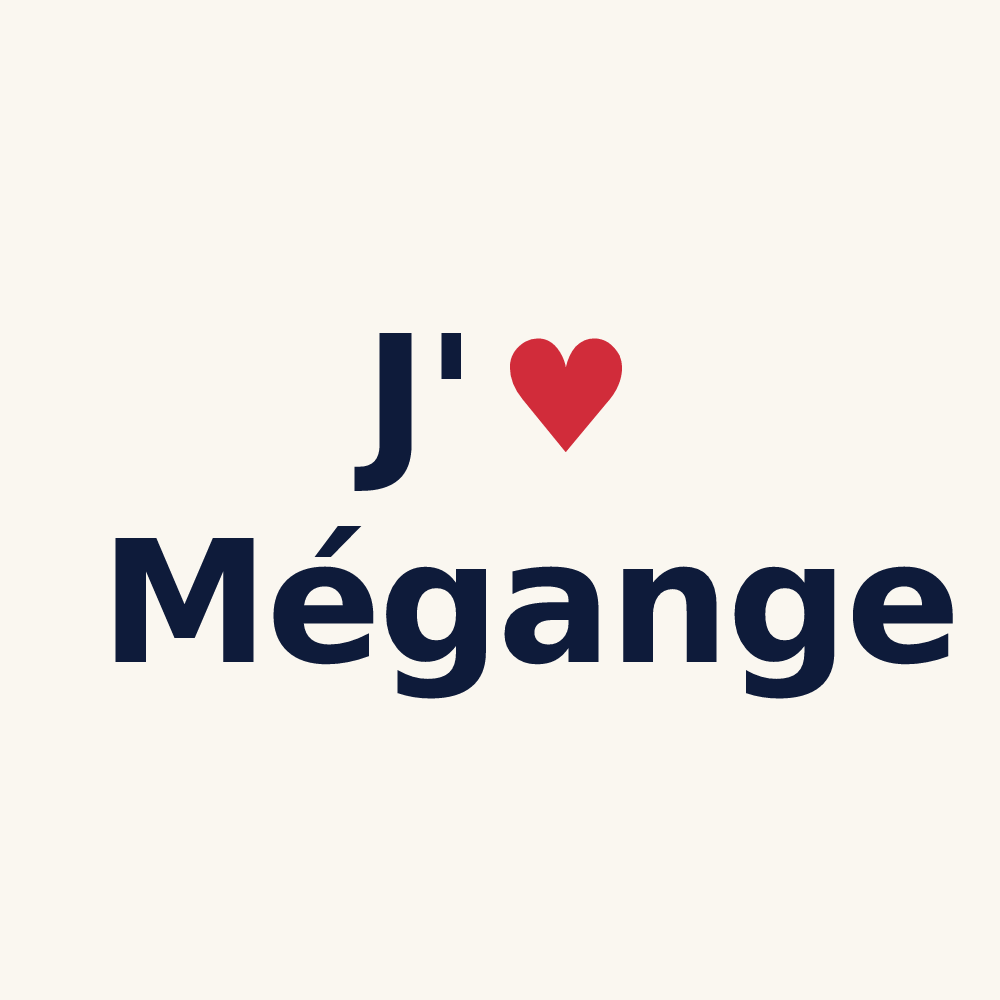 Tasse personnalisée Mégange — design J'aime Mégange