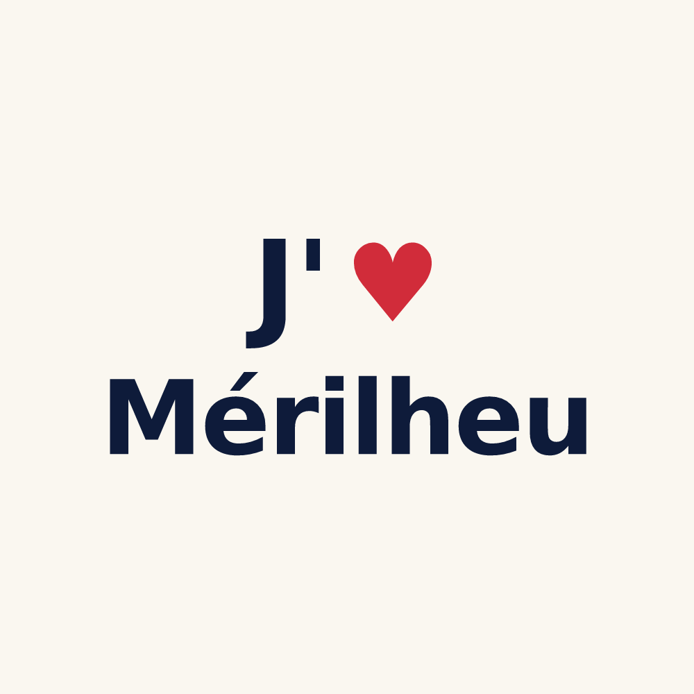 Tasse personnalisée Mérilheu — design « J'aime Mérilheu » imprimé sur la tasse