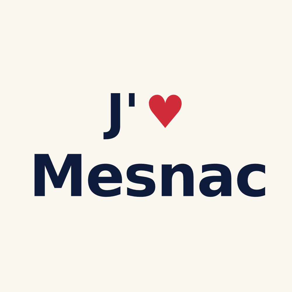 Tasse personnalisée Mesnac — design J'aime Mesnac