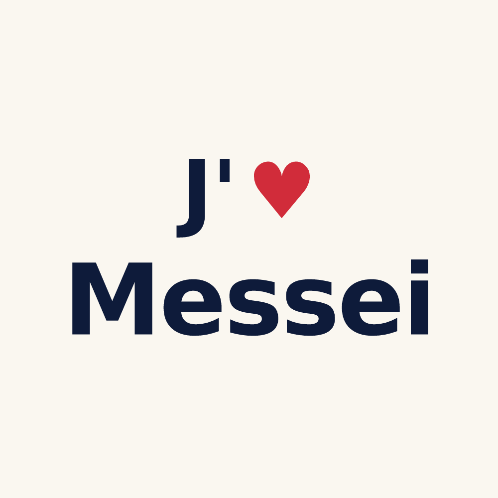 Tasse personnalisée Messei — design « J'aime Messei » imprimé sur la tasse