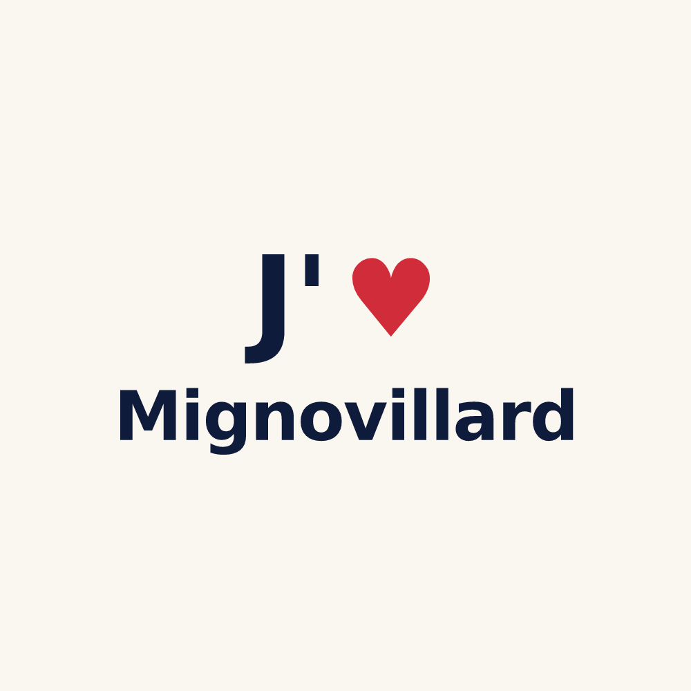 Tasse personnalisée Mignovillard — design « J'aime Mignovillard » imprimé sur la tasse