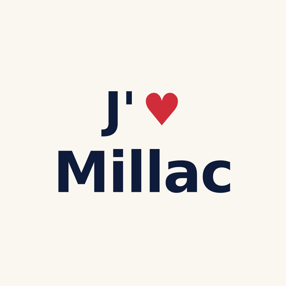 Tasse personnalisée Millac — design « J'aime Millac » imprimé sur la tasse