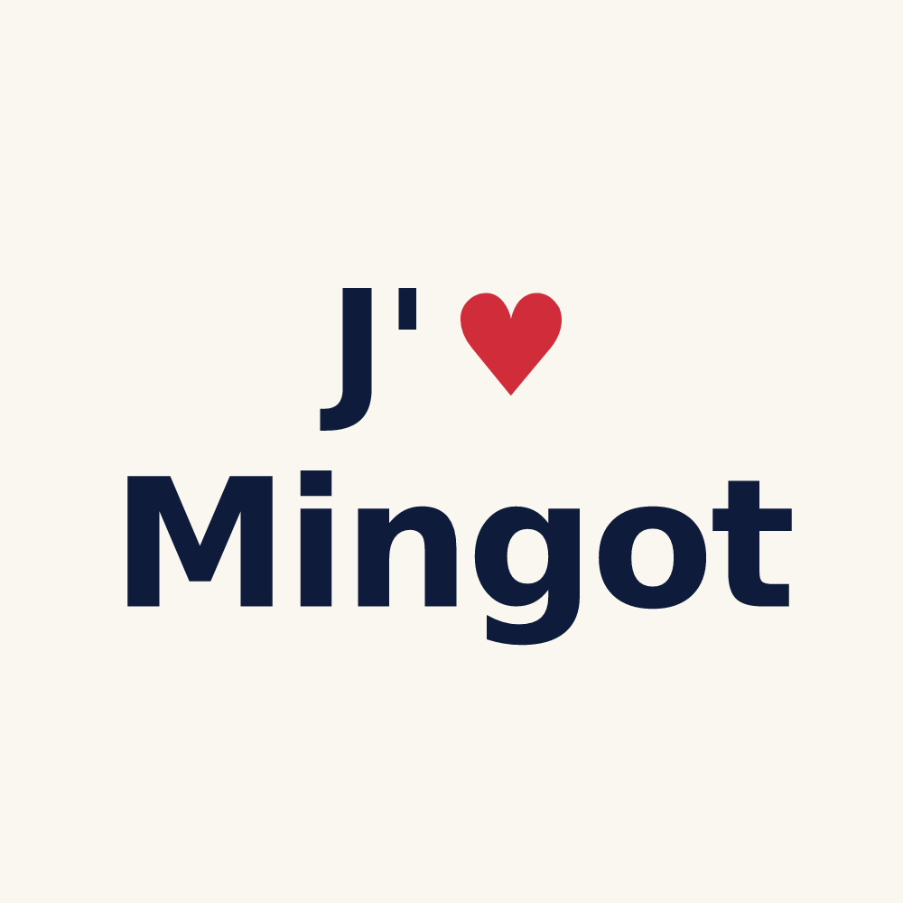 Tasse personnalisée Mingot — design « J'aime Mingot » imprimé sur la tasse