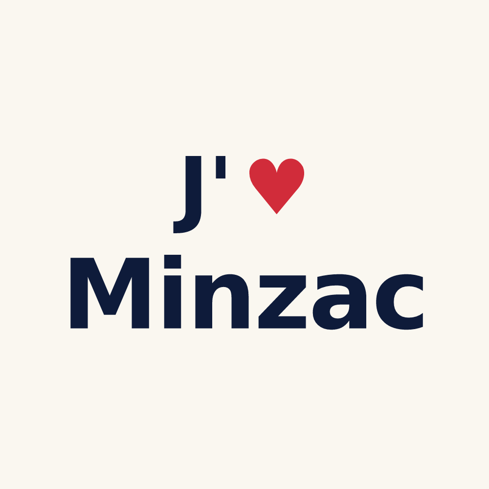 Tasse personnalisée Minzac — design J'aime Minzac