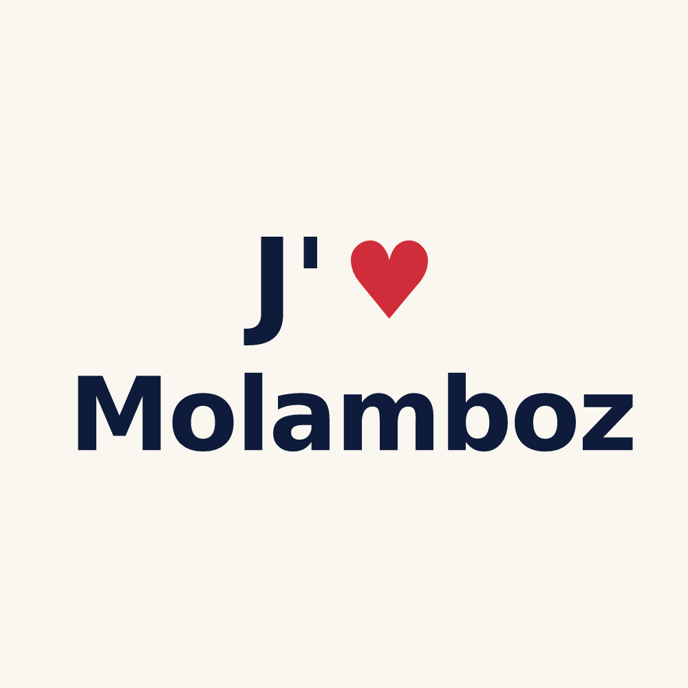 Tasse personnalisée Molamboz — design « J'aime Molamboz » imprimé sur la tasse