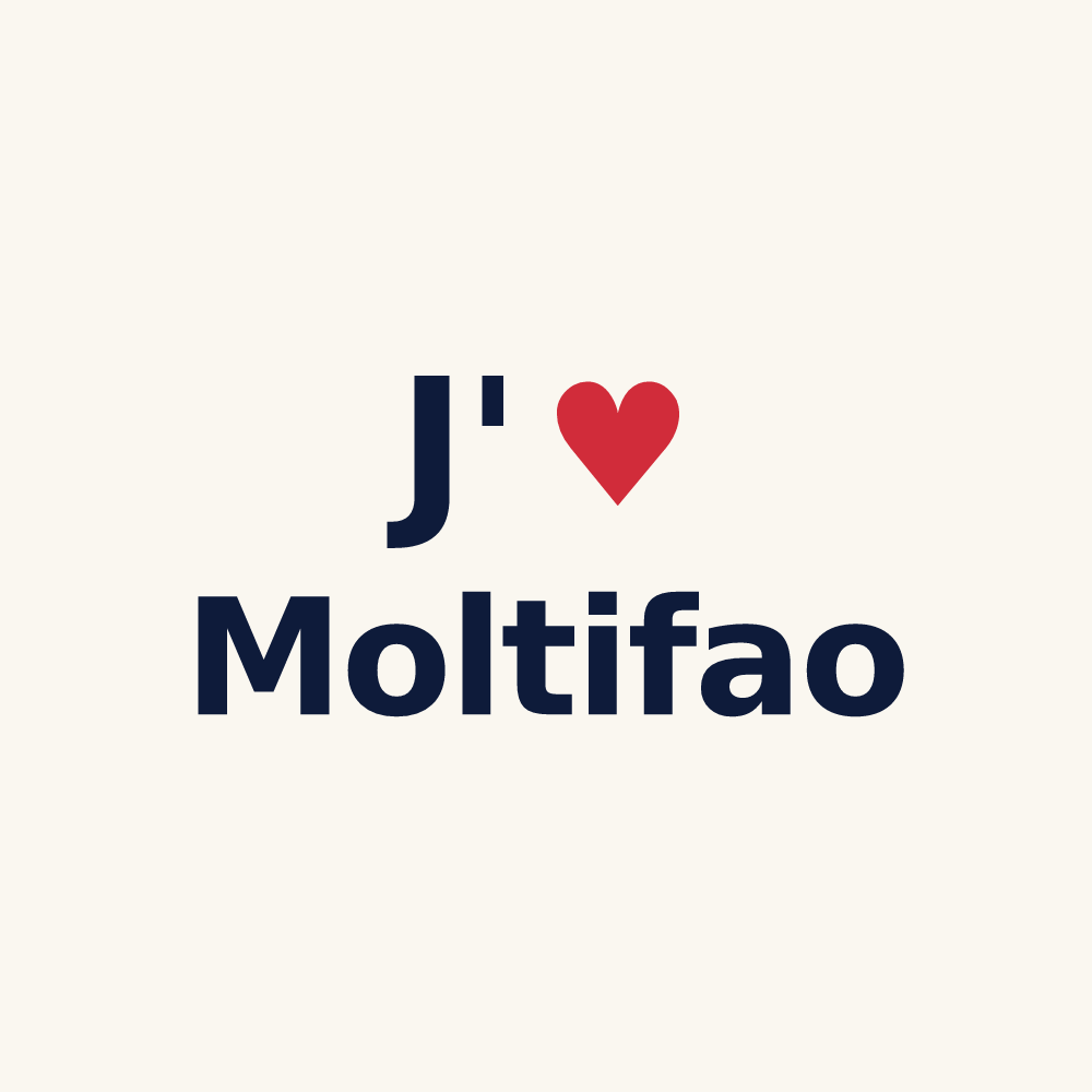 Tasse personnalisée Moltifao — design J'aime Moltifao
