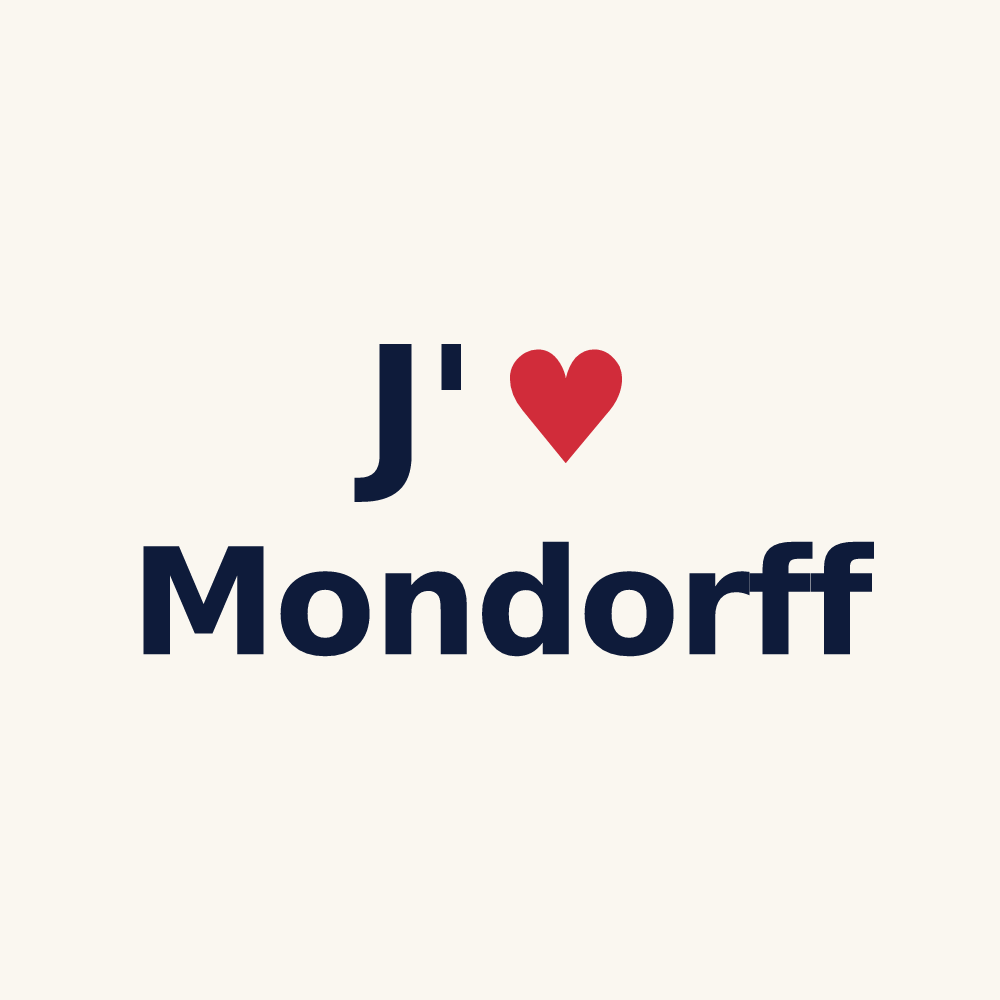 Tasse personnalisée Mondorff — design J'aime Mondorff