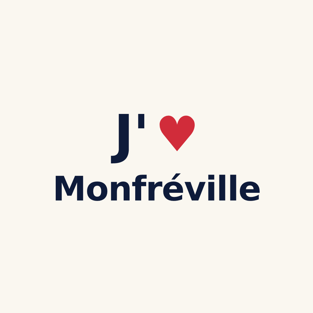 Tasse personnalisée Monfréville — design « J'aime Monfréville » imprimé sur la tasse