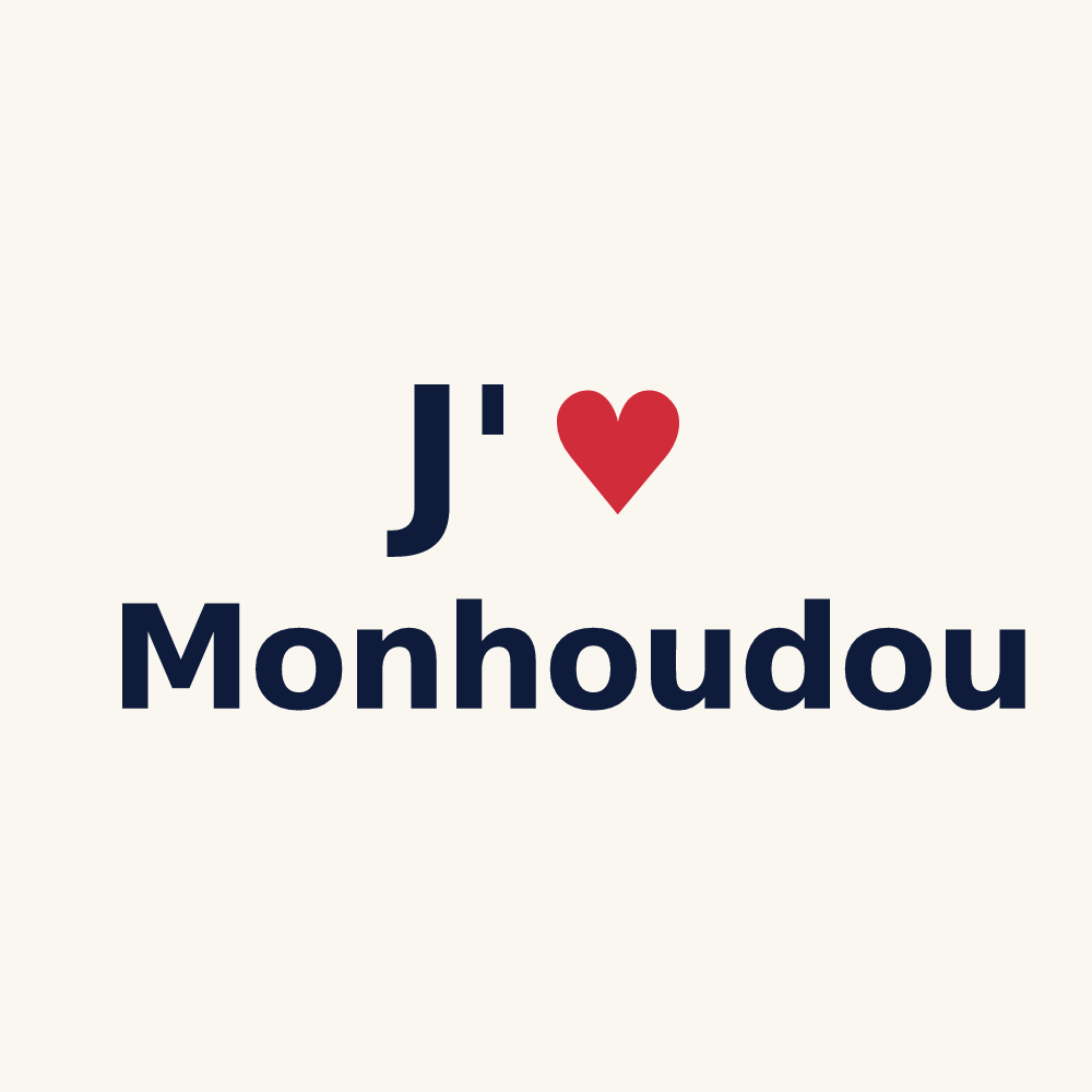 Tasse personnalisée Monhoudou — design J'aime Monhoudou