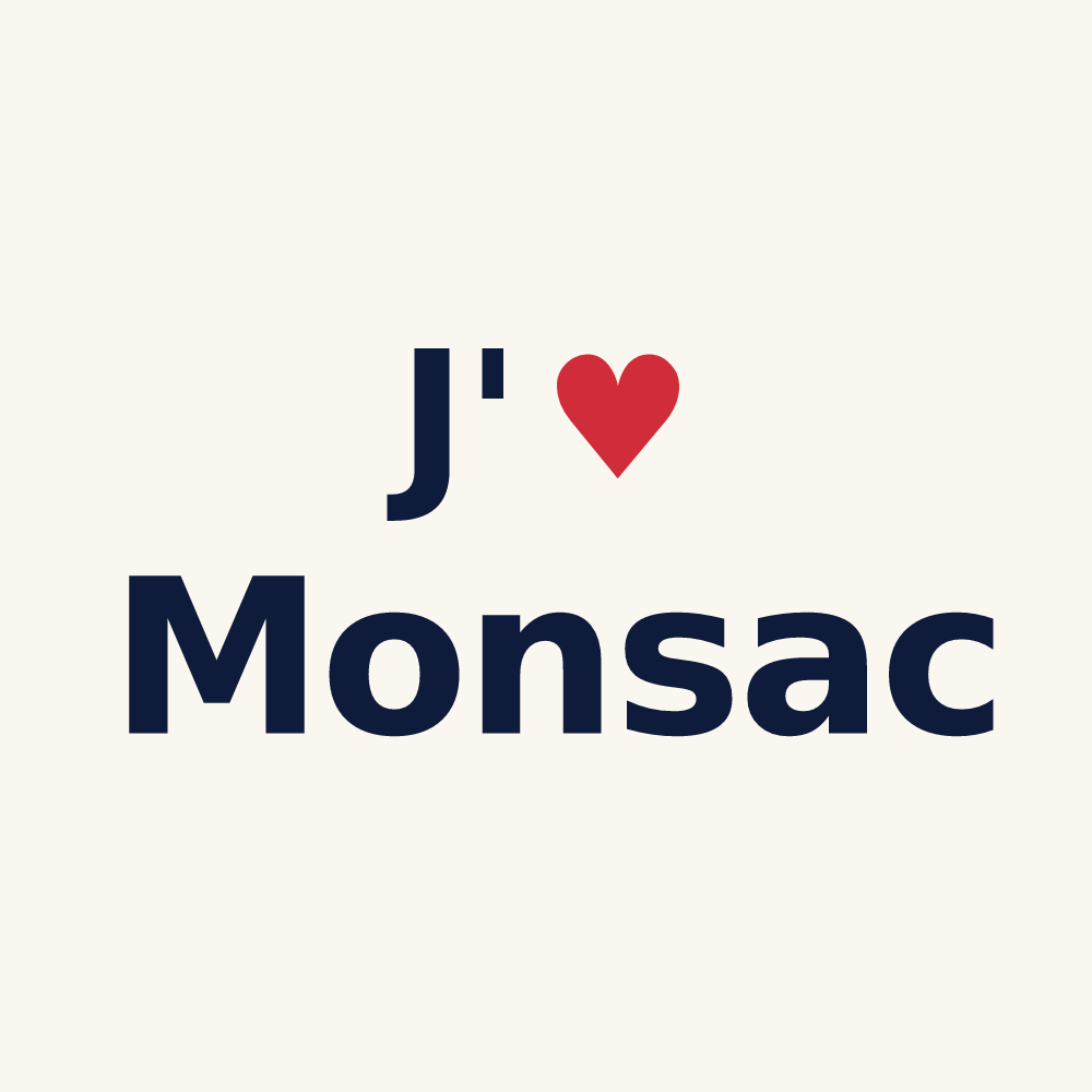 Tasse personnalisée Monsac — design J'aime Monsac