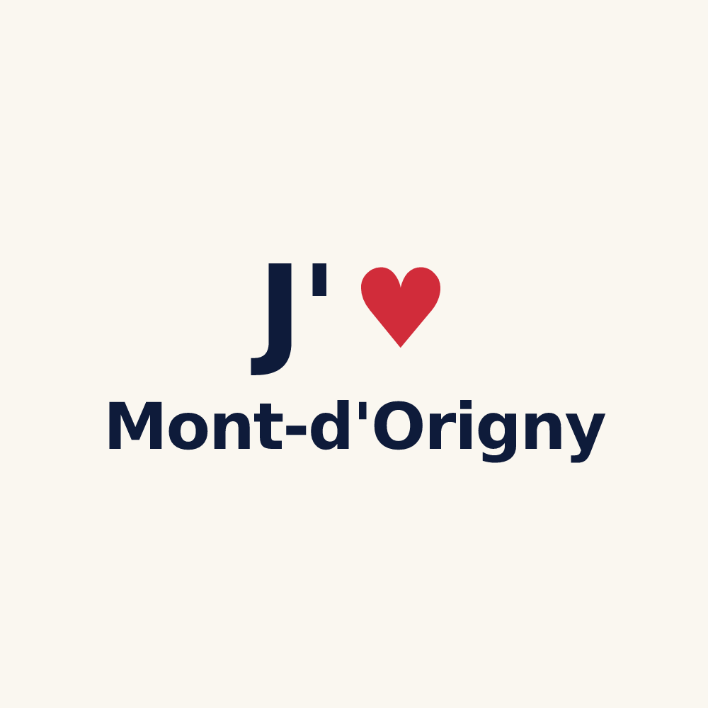 Tasse personnalisée Mont-d'Origny — design « J'aime Mont-d'Origny » imprimé sur la tasse