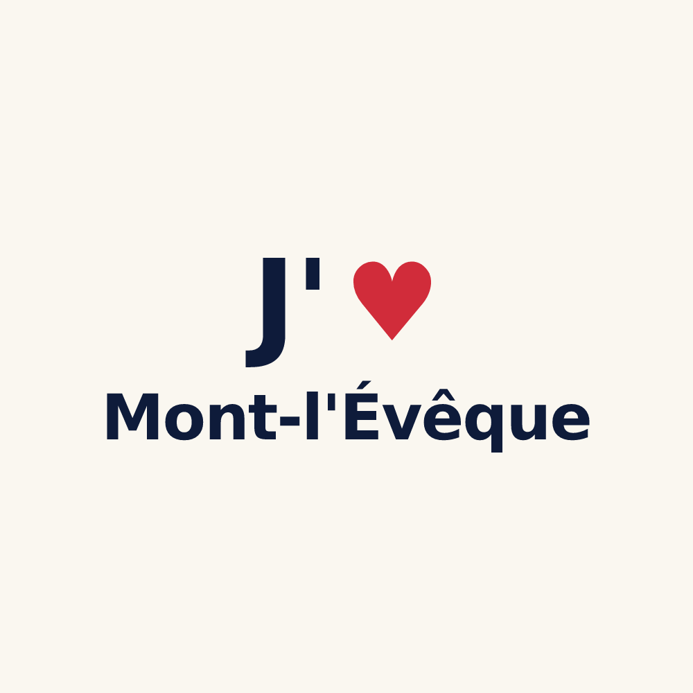Tasse personnalisée Mont-l'Évêque — design J'aime Mont-l'Évêque