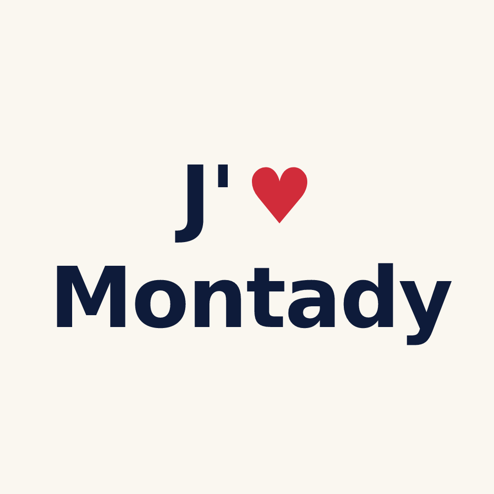 Tasse personnalisée Montady — design « J'aime Montady » imprimé sur la tasse