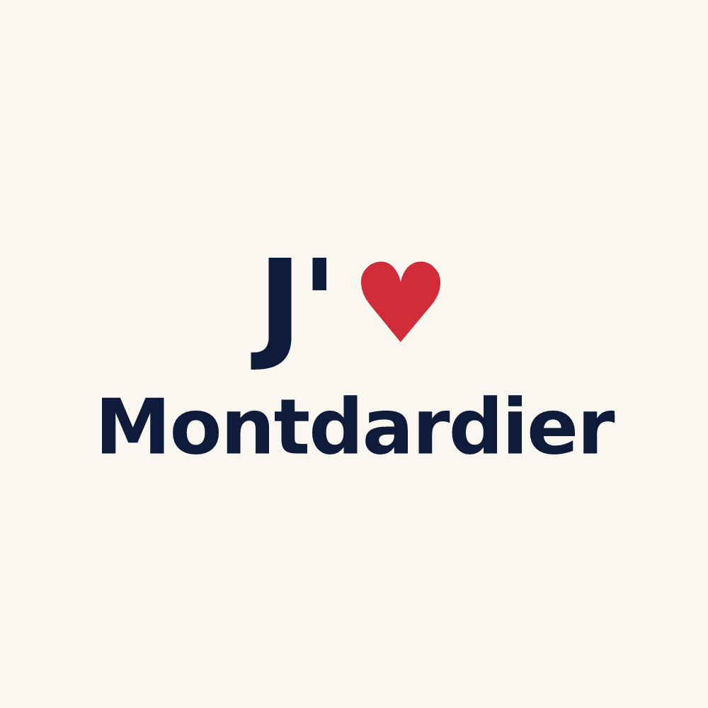 Tasse personnalisée Montdardier — design « J'aime Montdardier » imprimé sur la tasse