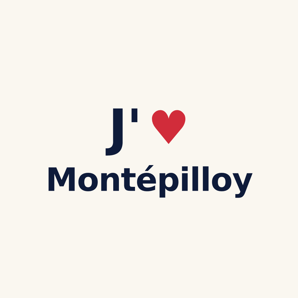 Tasse personnalisée Montépilloy — design « J'aime Montépilloy » imprimé sur la tasse