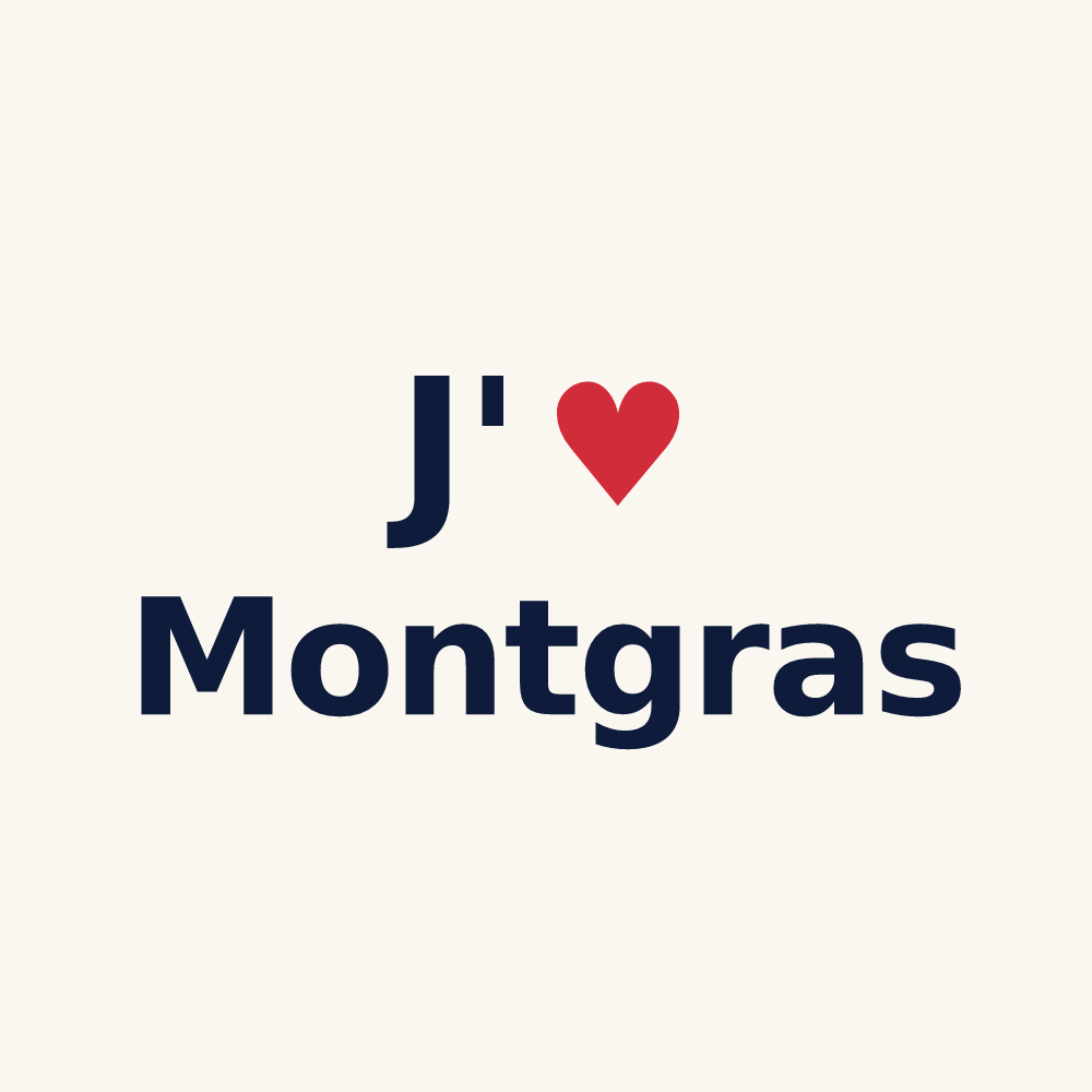 Tasse personnalisée Montgras — design « J'aime Montgras » imprimé sur la tasse