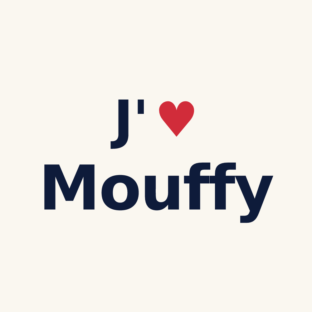 Tasse personnalisée Mouffy — design « J'aime Mouffy » imprimé sur la tasse