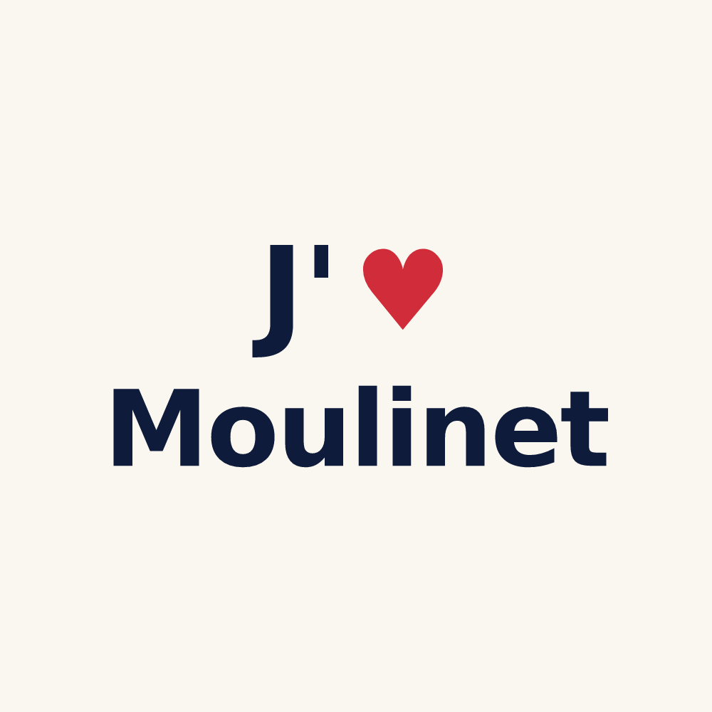 Tasse personnalisée Moulinet — design « J'aime Moulinet » imprimé sur la tasse