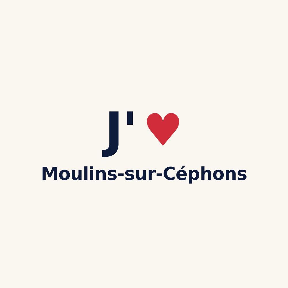 Tasse personnalisée Moulins-sur-Céphons — design « J'aime Moulins-sur-Céphons » imprimé sur la tasse