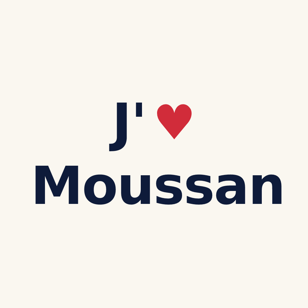 Tasse personnalisée Moussan — design « J'aime Moussan » imprimé sur la tasse