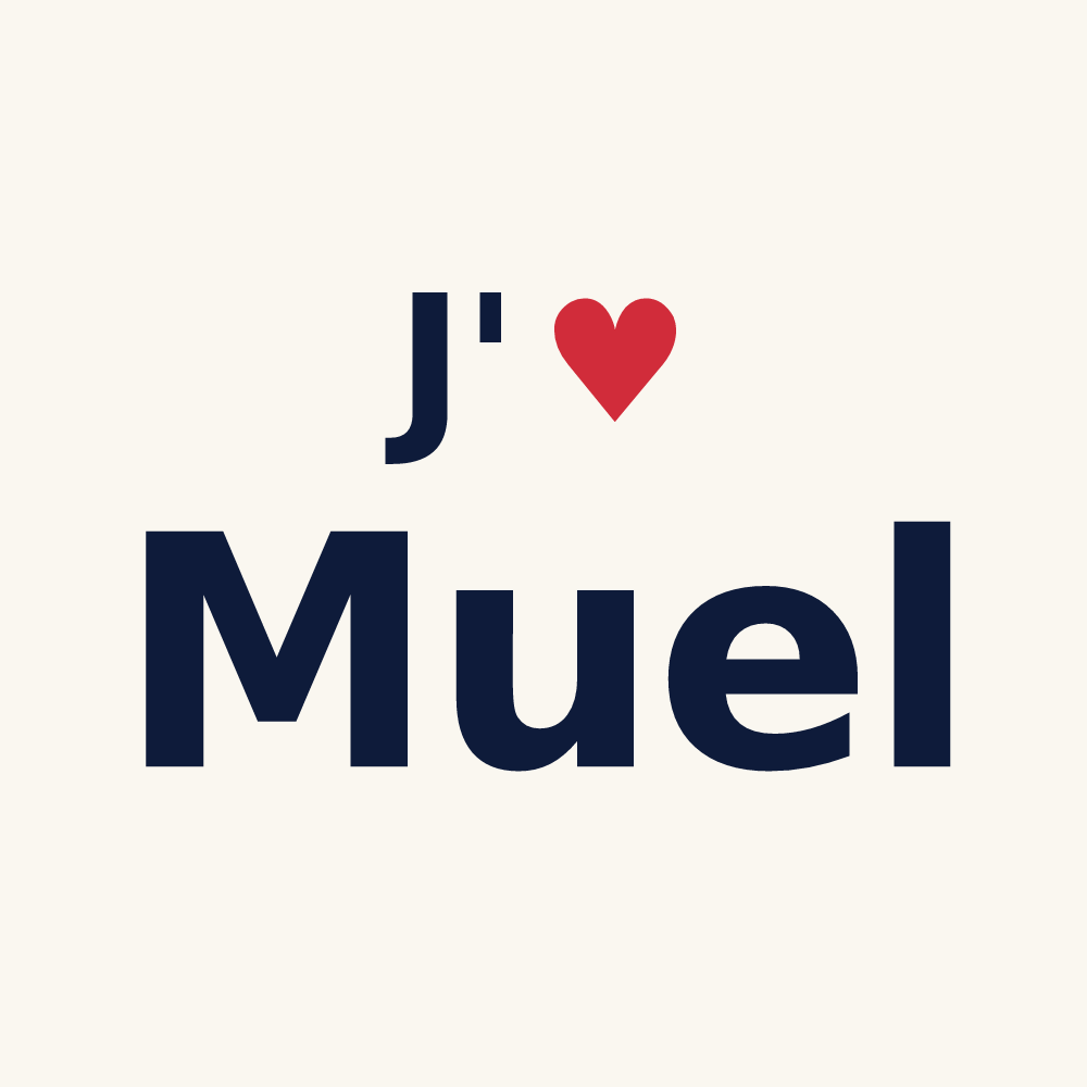 Tasse personnalisée Muel — design « J'aime Muel » imprimé sur la tasse