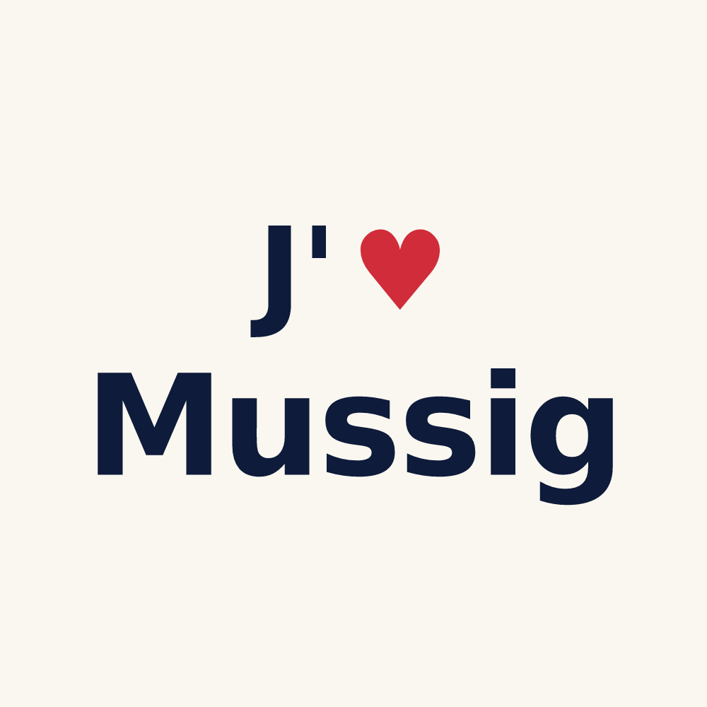 Tasse personnalisée Mussig — design J'aime Mussig
